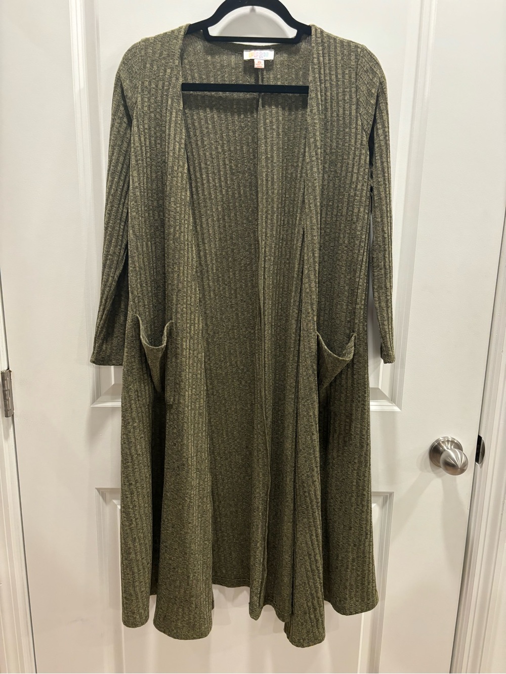 LuLaRoe Sarah Olive Green Ribbed Long Cardigan